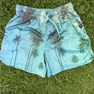 Art Class Kids Mesh Shorts Blue Green Palm Tree Print Athletic Unisex (SZ M 8)